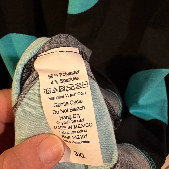 LuLaRoe Black Midi Dress with Teal Circles - Picture 3 of 4